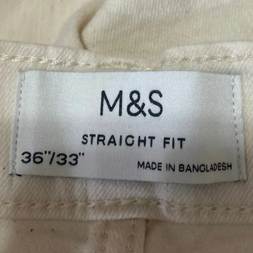 NEW Marks & Spencer Men's White Straight Fit Stretch Denim Jeans Pants Size 36